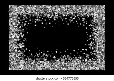 Silver frame isolated on black background. Grey explosion of confetti. Flat design element. Vector illustration,eps 10
