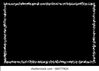 Silver frame isolated on black background. Grey explosion of confetti. Flat design element. Vector illustration,eps 10
