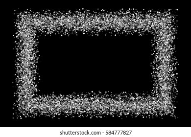 Silver frame isolated on black background. Grey explosion of confetti. Flat design element. Vector illustration,eps 10
