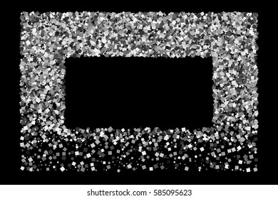 Silver frame isolated on black background. Grey explosion of confetti. Flat design element. Vector illustration,eps 10
