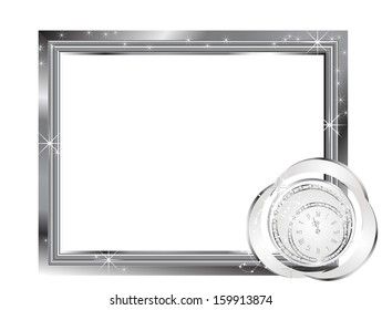Silver frame with luxury New year clock