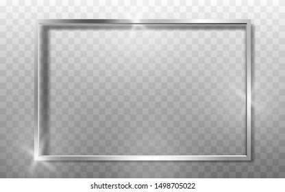 Silver Frame Realistic. High quality vector illustration EPS 10. On transparent background