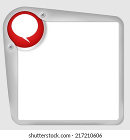 silver frame for text with screws and speech bubble