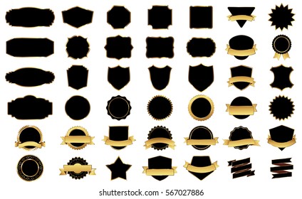 Silver frame vector icon design photo set. Label banner ribbon border illustration element. Badge isolated shape and symbol template flat background ornament
