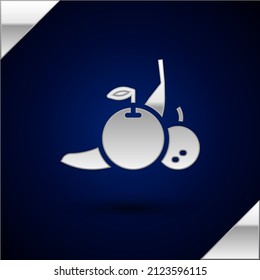 Silver Fruit icon isolated on dark blue background.  Vector