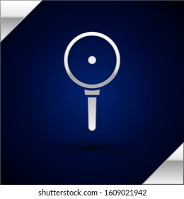Silver Frying pan icon isolated on dark blue background. Fry or roast food symbol.  Vector Illustration