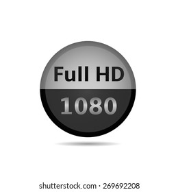 Silver Full HD icon, modern technology, vector illustration