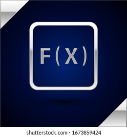 Silver Function mathematical symbol icon isolated on dark blue background.  Vector Illustration