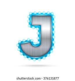 Silver futuristic alphabet. Letter J