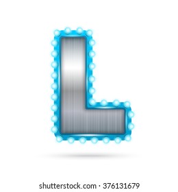 Silver futuristic alphabet. Letter L