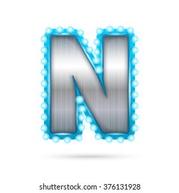 Silver futuristic alphabet. Letter N