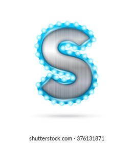 Silver futuristic alphabet. Letter S