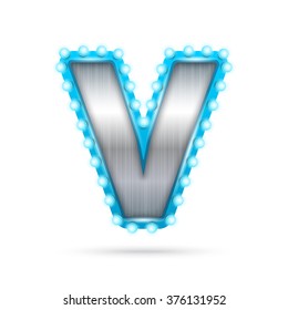 Silver futuristic alphabet. Letter V