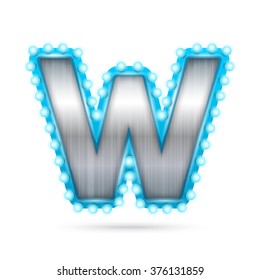 Silver futuristic alphabet. Letter W
