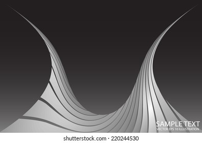 Silver futuristic space background illustration - Metal curved modern form background