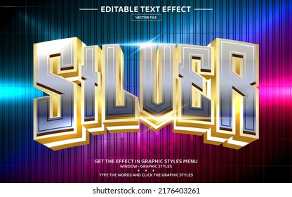 Silver Gamer 3D Editable Text Effect Template