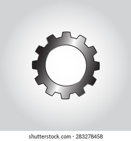 Silver gear icon, vector illustration