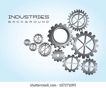 silver gears over blue background. vector illustration