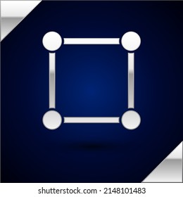 Silver Geometric figure Square icon isolated on dark blue background. Abstract shape. Geometric ornament.  Vector Illustration