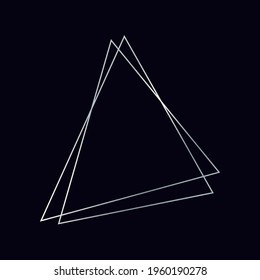 Silver geometric polygonal frame with shining effects isolated on dark background. Empty glowing art deco backdrop. Vector illustration.