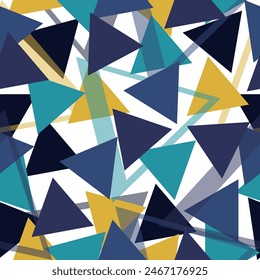 Silver geometric shapes pattern or abstract gradient triangular retro shapes. Multi colored geometric shapes seamless pattern.