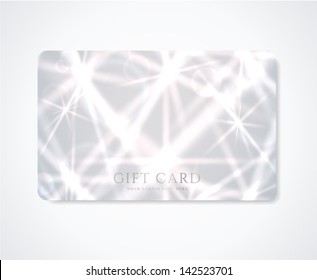 Silver Gift card / Business card / Discount card template with abstract pattern, sparkling, twinkling stars. Cosmic background. Universe. Design for invitation, ticket, coupon etc. Vector