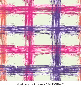 Silver Gingham pattern. Hipster striped fabric print textile design. Vector intersecting lines blanket pattern. watercolor check ; vector, seamless  plaid.