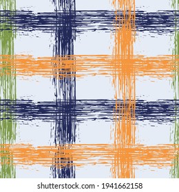 Silver Gingham pattern. Hipster striped fabric print textile design. Vector intersecting lines blanket pattern. Ink texture cool crossed stripes grid.