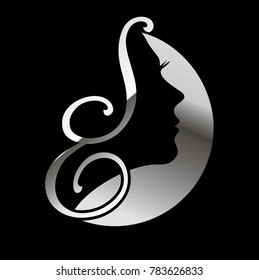 silver girl in black background