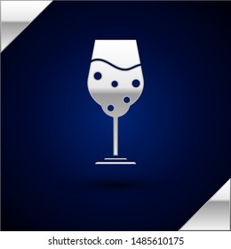 Silver Glass of beer icon isolated on dark blue background.  Vector Illustration