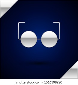Silver Glasses icon isolated on dark blue background. Eyeglass frame symbol.  Vector Illustration
