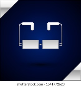 Silver Glasses icon isolated on dark blue background. Eyeglass frame symbol.  Vector Illustration