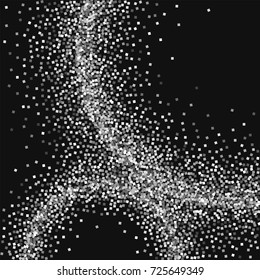 Silver glitter. Abstract circles on black background. Gorgeous vector illustration.