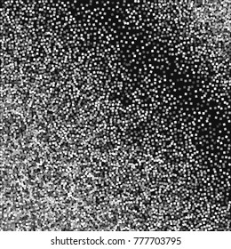 Silver glitter. Abstract pattern on black background. Ravishing vector illustration.