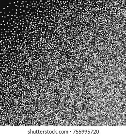 Silver glitter. Abstract random scatter on black background. Pleasing vector illustration.