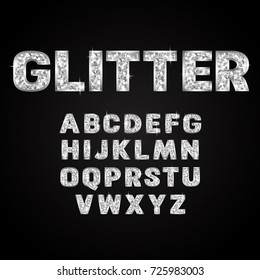 Silver Glitter Alphabet Fonts Vector Illustration