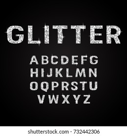 Silver Glitter Alphabet Fonts Vector Illustration