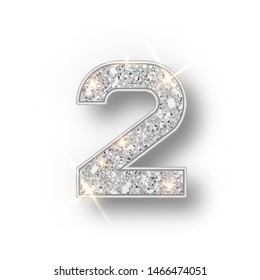 Silver Glitter Alphabet Numbers 2 Shadow Stock Vector (Royalty Free ...