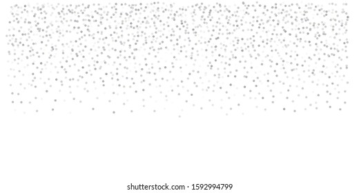 silver glitter background, metal christmas confetti falling. sparkling abstract light magic shining Flying glitter dots particles, sparkle vector border backdrop. shimmer shiny halftone