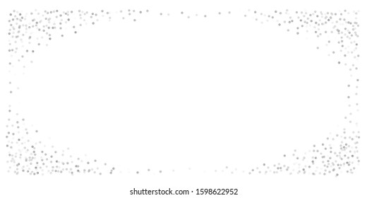 silver glitter background, metal christmas confetti falling. sparkling abstract light magic shining Flying glitter dots particles, sparkle vector border backdrop. shimmer shiny halftone