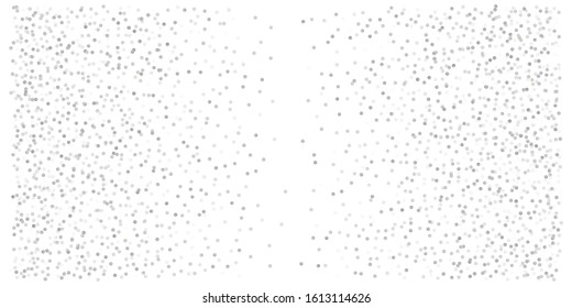 silver glitter background, metal christmas confetti falling. sparkling abstract light magic shining Flying glitter dots particles, sparkle vector border backdrop. shimmer shiny halftone