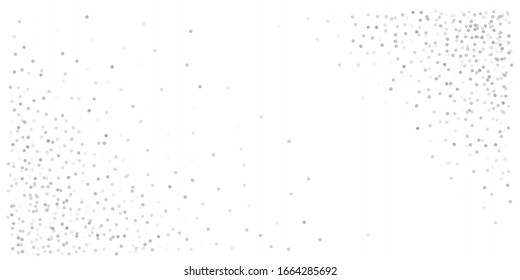 silver glitter background, metal christmas confetti falling. sparkling abstract light magic shining Flying glitter dots particles, sparkle vector border backdrop. shimmer shiny halftone