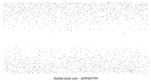 silver glitter background, metal christmas confetti falling. sparkling abstract light magic shining Flying glitter dots particles, sparkle vector border backdrop. shimmer shiny halftone