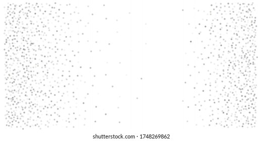 Silver Glitter Background, Metal Christmas Confetti Falling. Sparkling Abstract Light Magic Shining Flying Glitter Dots Particles, Sparkle Vector Border Backdrop. Shimmer Shiny Halftone