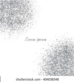Silver glitter background.  Silver sparkles on white background.