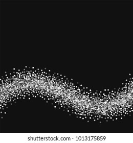 Silver glitter. Bottom wave on black background. Brilliant vector illustration.