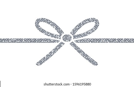 Silver Glitter Bow With Ribbon