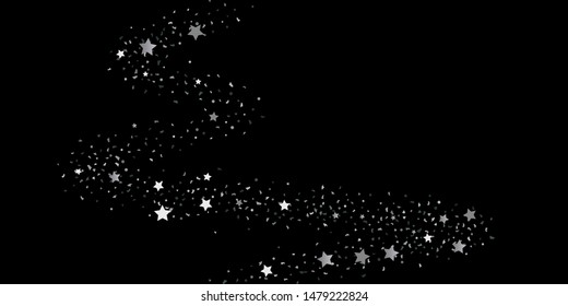 Silver glitter confetti. Abstract design element. Christmas, New Year holiday celebration background. Invitation background. Star silver shine. Christmas light background.