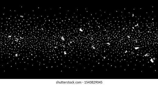 Silver glitter confetti. Abstract design element. Christmas, New Year holiday celebration background. Invitation background. Star silver shine. Christmas light background.