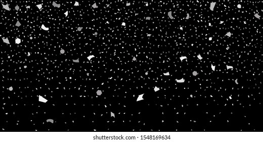 Silver glitter confetti. Abstract design element. Christmas, New Year holiday celebration background. Invitation background. Star silver shine. Christmas light background.